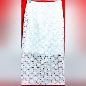 Handmade All White Lace Tiered Skirt w/elastic waist